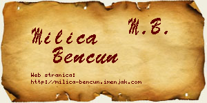 Milica Bencun vizit kartica